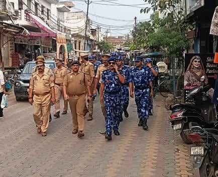Police and RAF appeal for peace during foot march in Sardhana