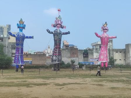 Dussehra festival today: a 75-foot-tall effigy of Ravana will be burned.