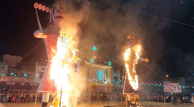 Ravana's effigy was burnt to ashes
