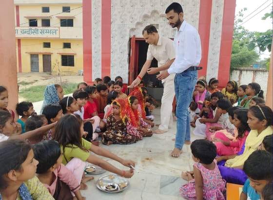 After worshipping the Goddess on Navami, devotees hosted a feast for girls and presented gifts.