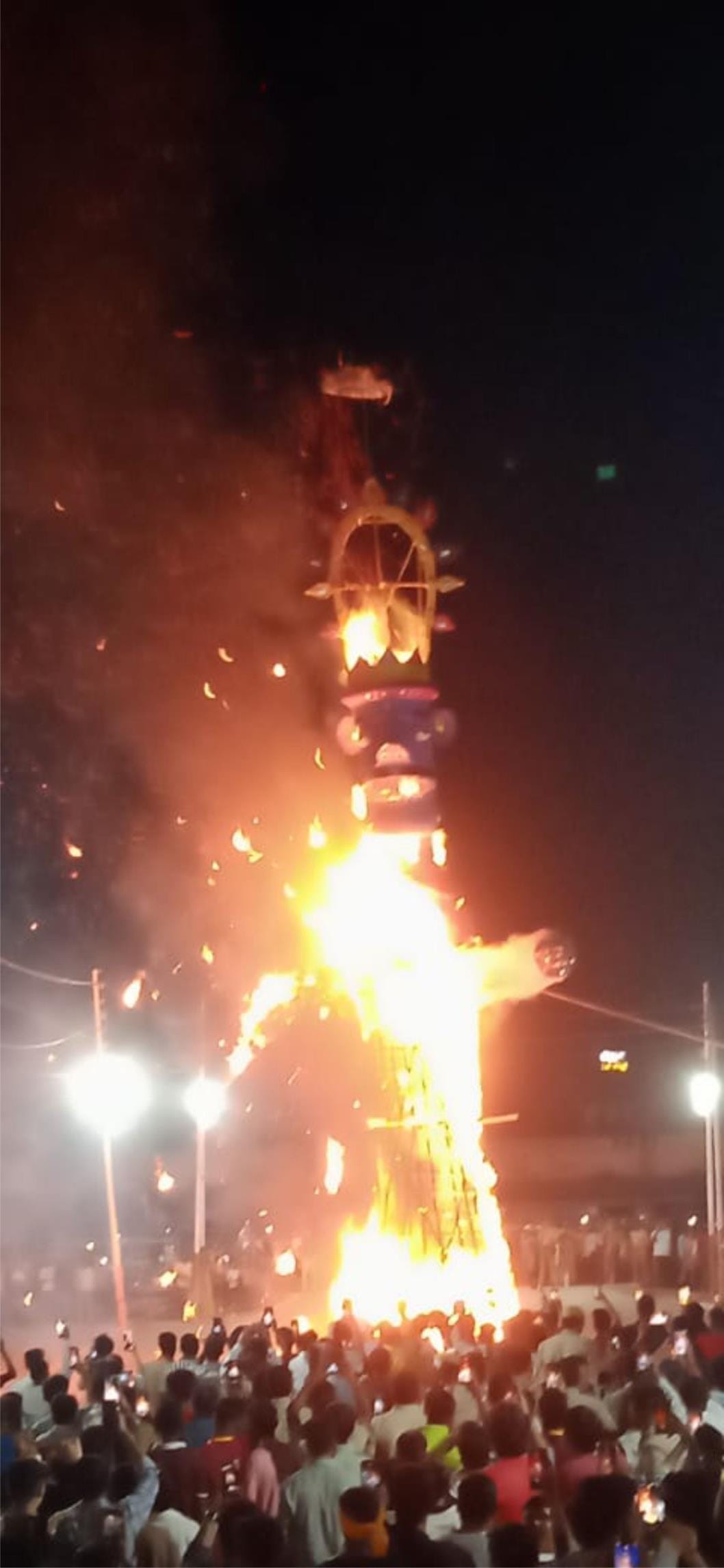 A 65-foot-tall effigy of Kumbhakaran was burned to ashes.