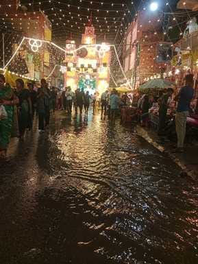 Heavy rain for an hour washed away the charm of the Navratri fair.