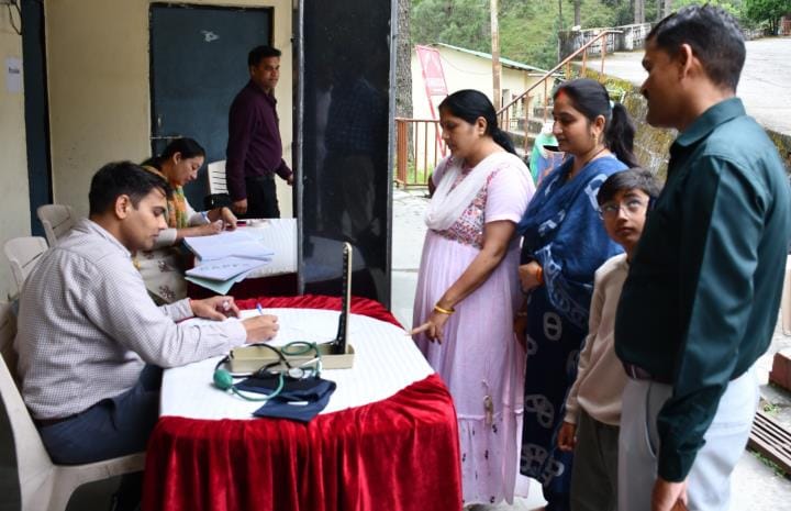Counseling given to women and children in health camp