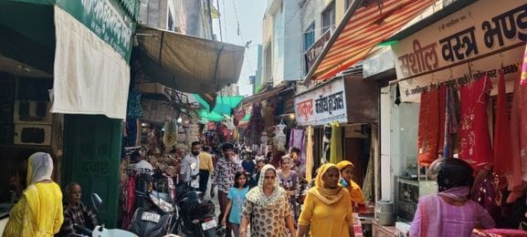 The market shines with sixteen adornments in the moonlight of Karva Chauth