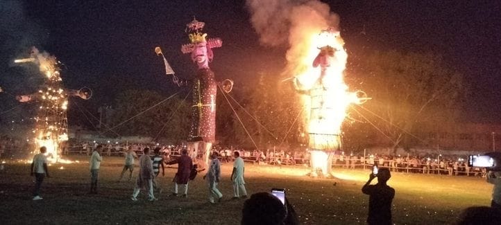Evil is burnt with the burning of Ravana, devotees collect ashes and bring them home