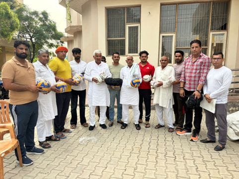 Sports equipment was given to 9 village sarpanches.
