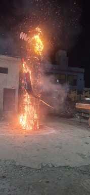 Ravana's effigy was burnt at two places in Bilari.