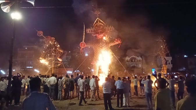 Celebrating the victory of goodness after the slaying of the arrogant Ravana