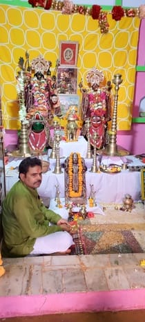 Devotees gathered throughout the day to visit the goddess in Kurriyakalan and made wishes.