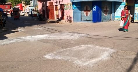Filled potholes on major city roads