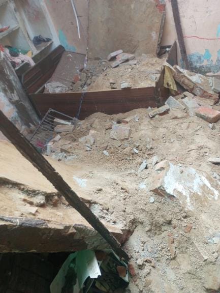 A couple and two children were trapped under the debris after the roof collapsed