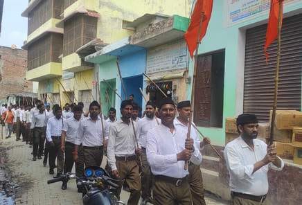 Volunteers took out a procession and were welcomed with a shower of flowers.