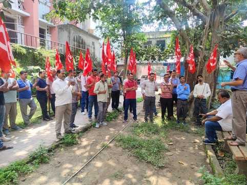 Ambulance workers in the district went on a 24-hour symbolic strike, alleging exploitation.