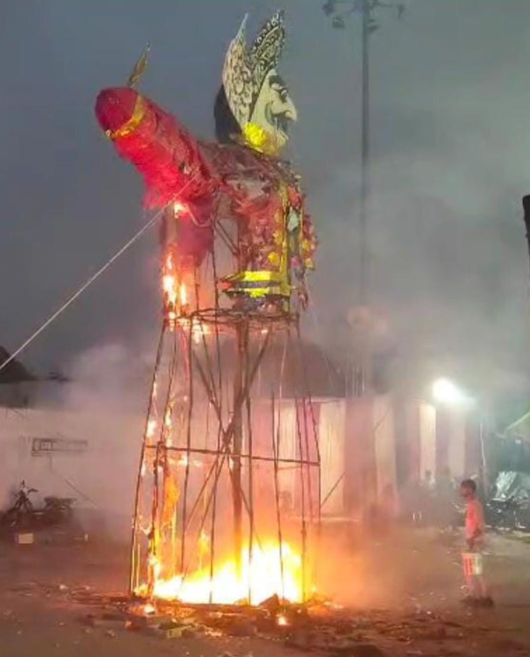 Ravana was burnt to ashes, and there were cheers for Lord Rama.