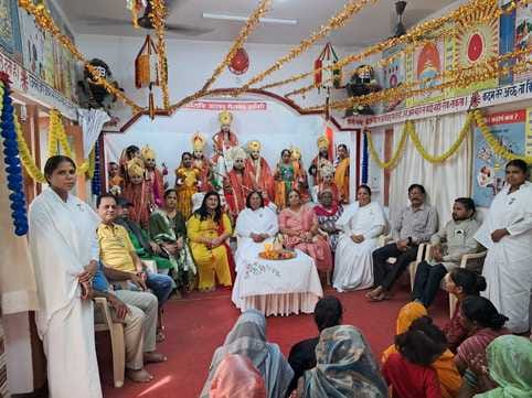 Tableau of nine goddesses decorated
