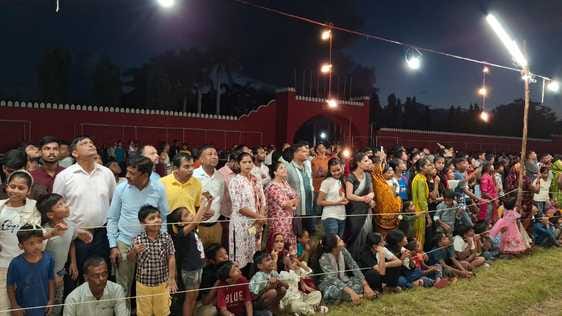 As soon as the effigy of Ravana was burnt, Jai Shri Ram echoed.