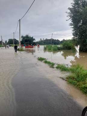 It rained heavily, flooding the streets and lanes
