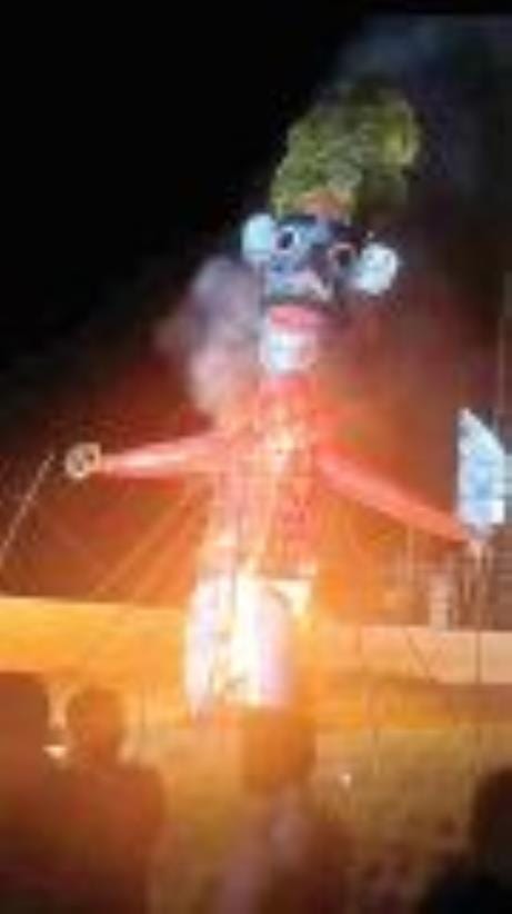 65 feet tall Ravana burnt to ashes in Nigohan