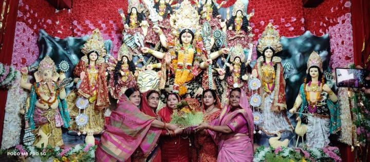 Devotees bid farewell to Goddess Durga with moist eyes.