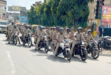 Precautionary vigilance was maintained during Friday prayers, police came out on bikes.