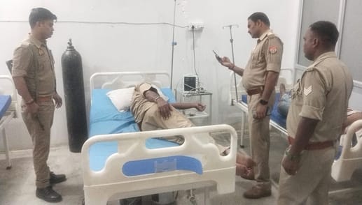 Bike rider hits police officer standing in front of police station, injures him