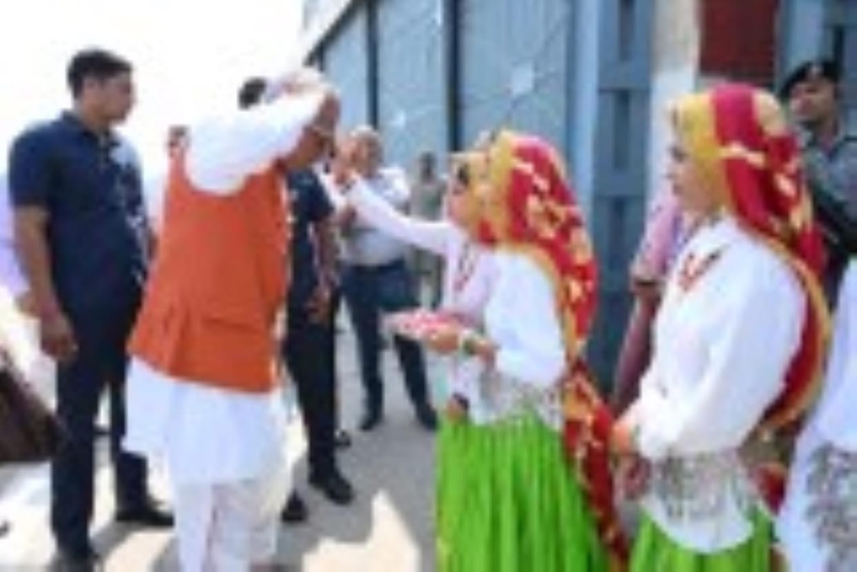 Sikkim Governor Om Prakash Mathur was welcomed at the airstrip.