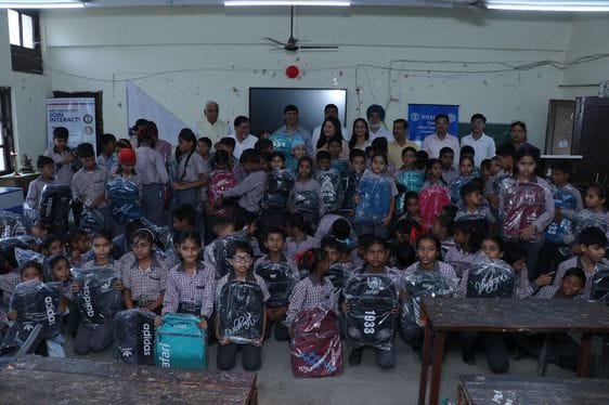 Interact Club of Mind Tree School distributed bags to the children