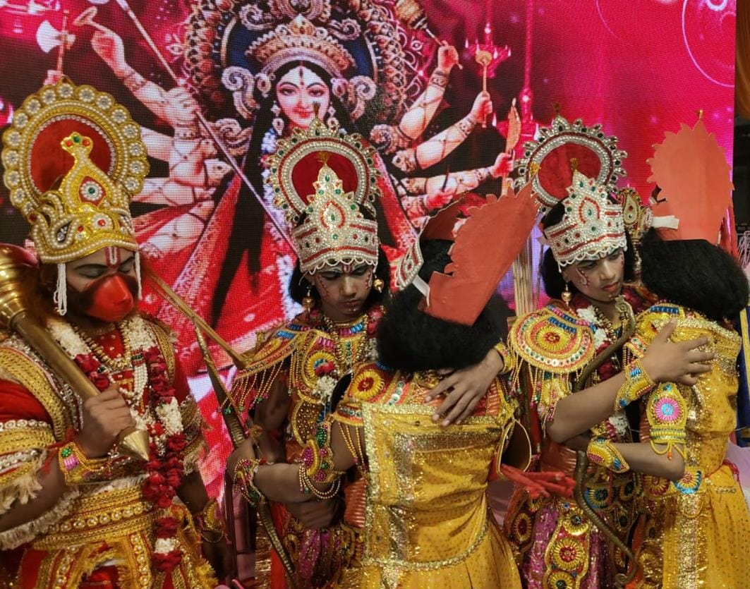 Shri Ram met Bharata and his eyes filled with tears.