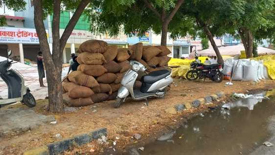 Three thousand quintals of millet and two thousand quintals of paddy crops got wet in Jhajjar Mandi.