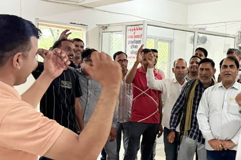 Employees protested and raised pending demands