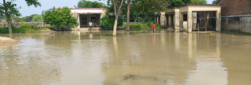 A ditch in the Rajbaha was breached, crops were submerged and water entered the house.
