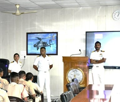 Highlights achievements of Indian Navy, shares experiences