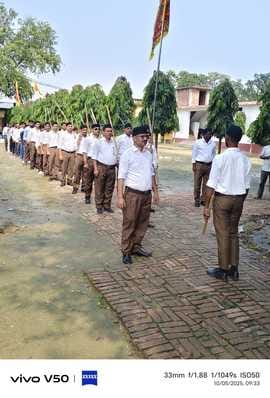 Volunteers performed weapon worship and took out a procession.