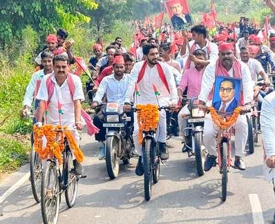 PDA organised a cycle rally, crowd gathered at the public meeting