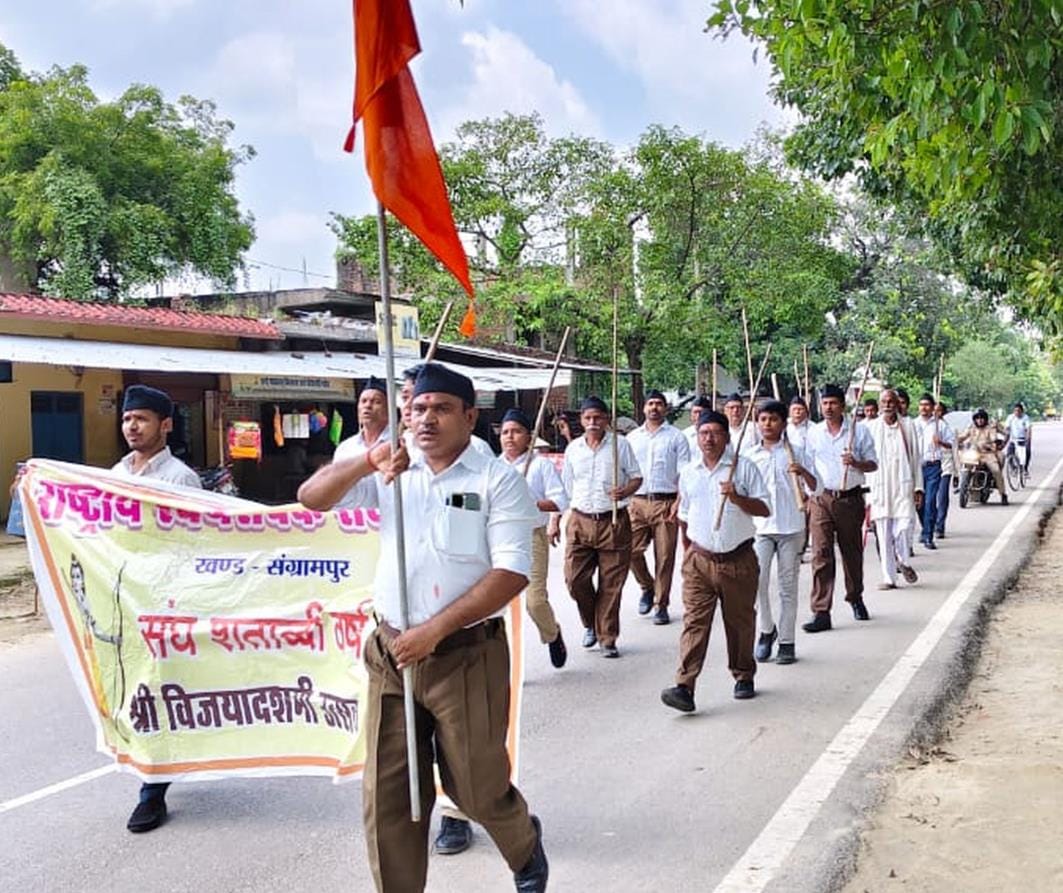 Volunteers conducted a procession