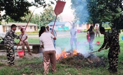 SSB jawans practiced firefighting