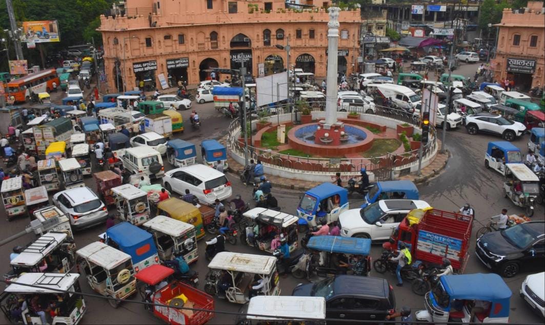 vehicles crawling in traffic jam