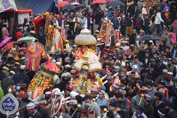 The last procession of Lord Narasimha took place amidst the rain.