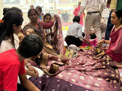 Calcutta work sarees are attracting women