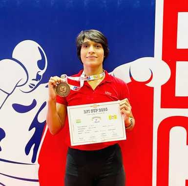 Boxer Jyoti won a bronze medal at the BFI Cup in Chennai.