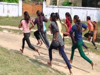 Julie, Nisha, Sulochana and Muskan came first in the race.