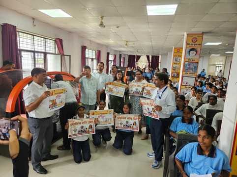Driving training given to girl students through summator machine