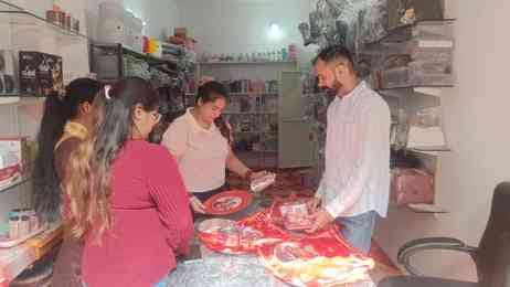 The market lit up with the splendor of Karva Chauth