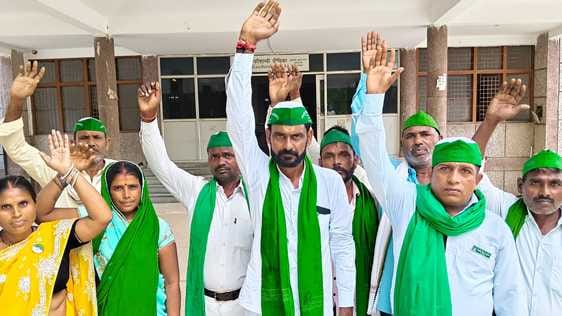 Farmers demonstrated regarding the construction of cowshed