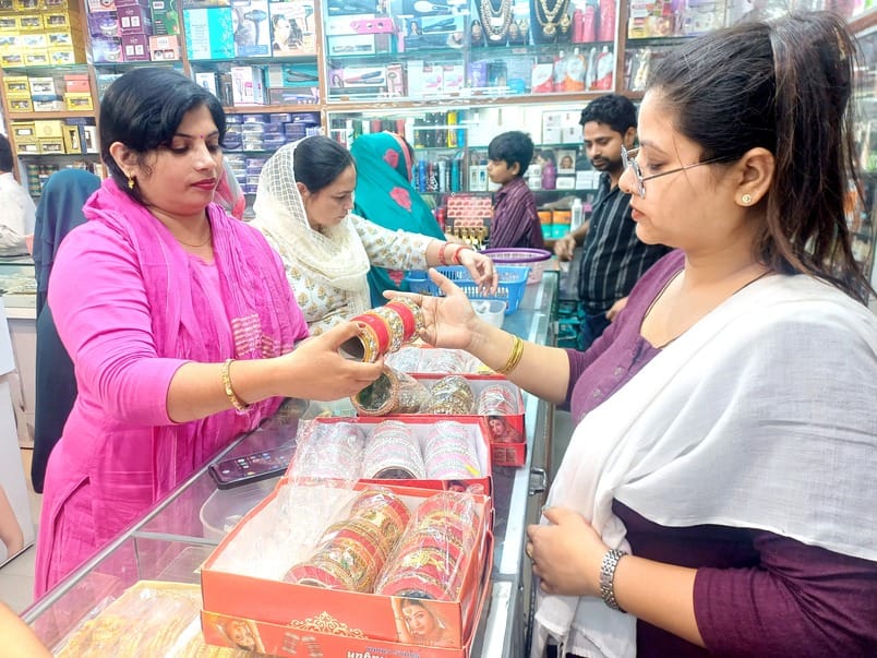 Women are busy preparing for Karva Chauth, with markets crowded and beauty parlors full.