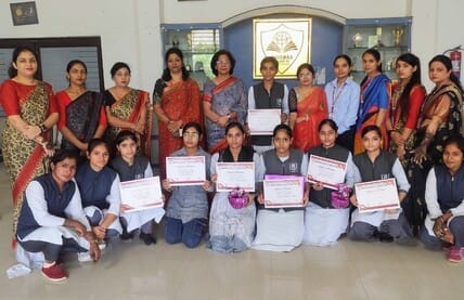 Girls showed their talent in Mehndi competition.