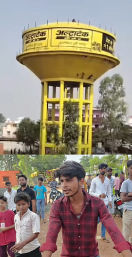 shivpuri-A young man climbed an 80-feet-high tank to make a reel on social media.