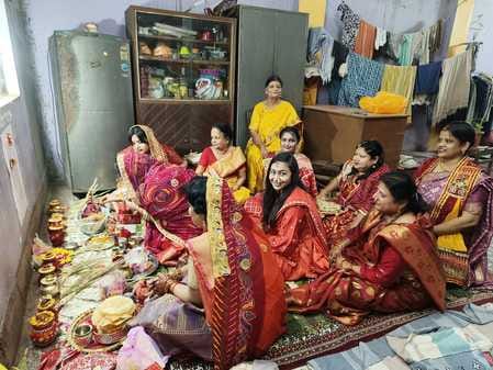 Married women observe a waterless fast for the long life of their husbands.
