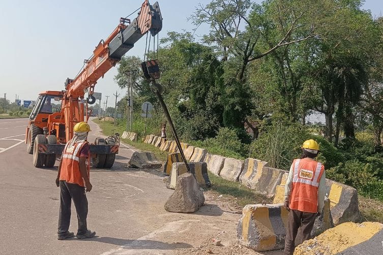 NHAI officials woke up and installed cemented barricades at the accident site.