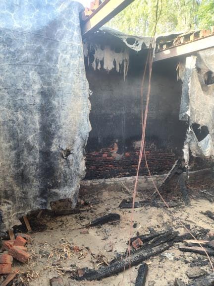 Fire broke out due to a short circuit in Pali village, 5 buffaloes and one calf died in the flames
